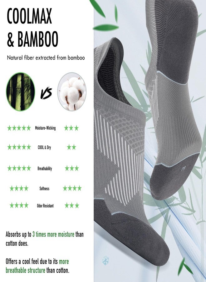 BRISIRA Bamboo Viscose Coolmax Compression Running No Show Socks Men Cushioned Moisture Wicking Arch Support Athletic Padded - Image 4